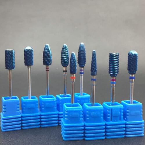 5 Type Blue Tungsten Carbide Burrs Nano Coating Nail Drill Bit Metal Bits For Manicure Electric Nail Drill Accessories