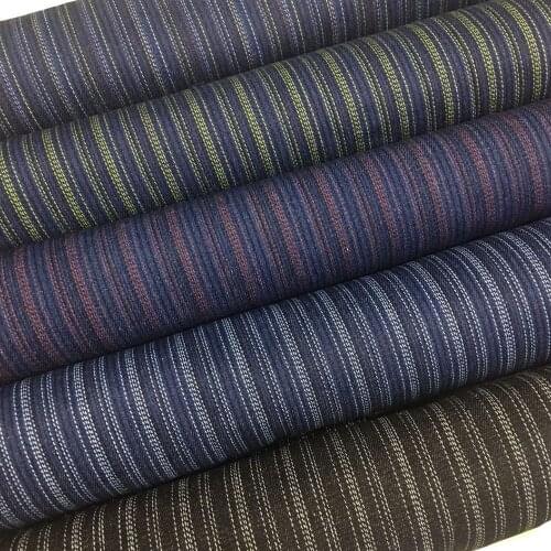 Thick Striped Yarn Dyed Real Jeans Fabric Soft After Washed Jacquard Denim Tissu For Pants Coat DIY Cloth Costura 100X160cm