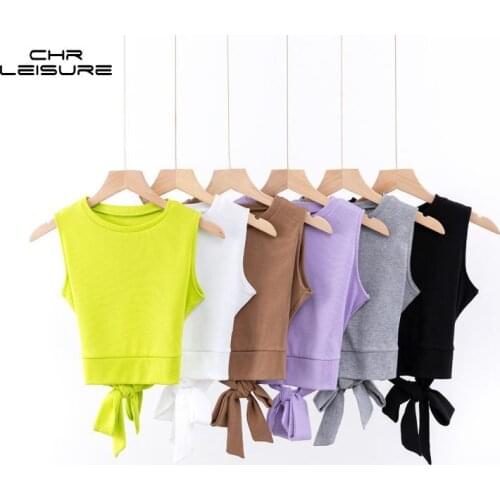 CHRLEISURE Summer Clothes for Women Womens Tank Top New Slim Short Crop Top Fitness Cross Strap Vest Womens Sports Top