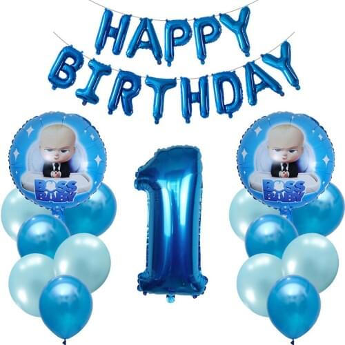 28pcs Boss Baby Balloon 30 inch Number Foil Balloons Baby Shower 1 2 3 4 5 6st Birthday Party Decoration Cartoon Helium Globos