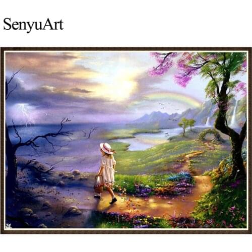 Embroidery Mosaic Landscape Picture Paiting with Diamonds Handmade Cross-Stitch Kit Wall Sticker Home Decor Art Paint By Numbers