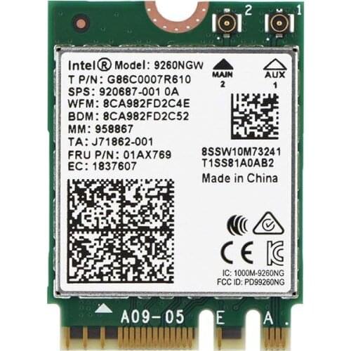 1730Mbps High Speed 2.4G+5G Dual-Band 802.11ac WiFi Bluetooth 5.0 Module Wireless Card For Intel 9260NGW NGFF Wireless Wifi Card