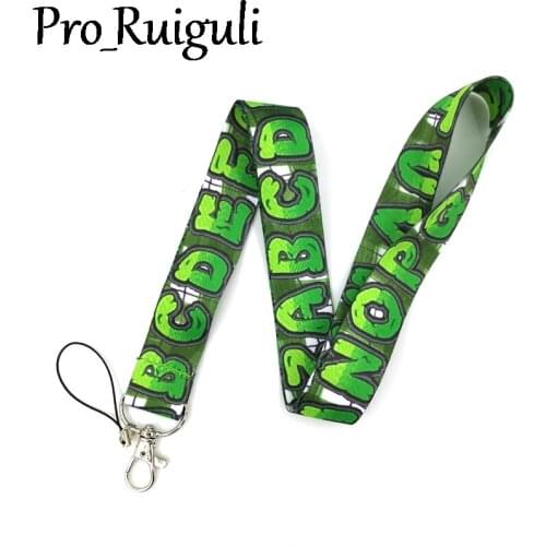 Green Lattice Alphabet Lanyard for Keys Phone Cool Neck Strap Lanyard for Camera Whistle ID Badge Cute webbings ribbons Gifts