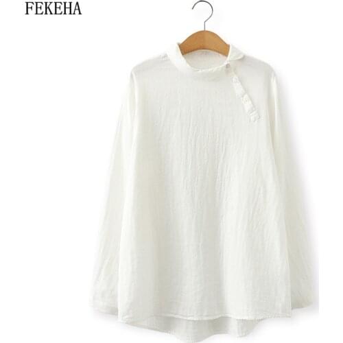 White Shirts Women Blouses Casual Long Sleeve Lady Tops Loose Cotton Yarn Female Clothes Pullover Autumn New Arrivals