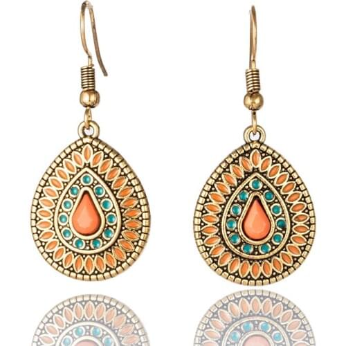 Colorful alloy acrylic water drop earrings for women Ethnic Luxury statement fish hook earring 2019 New Fashion charm jewelry