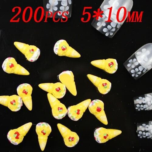 200pcs 10x5mm yellow blinking ice-cream decoration Manicure 3d nails art