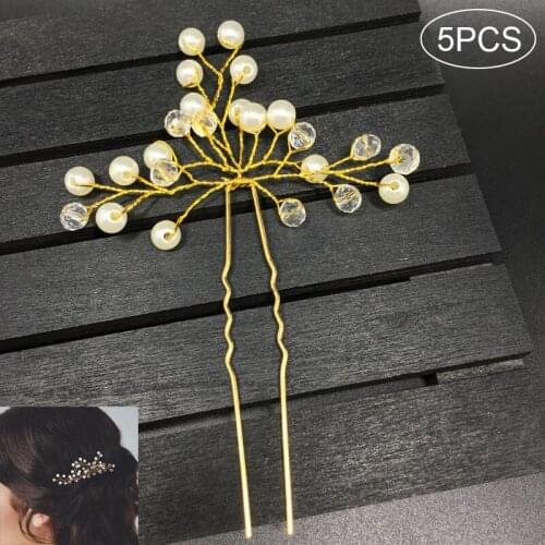 201 5 Pcs/Set Wedding Bridal Hairpins Simulate Pearl Hair Clips Ornaments Hairs Pins Lady Hairstyles Jewelry Accessories