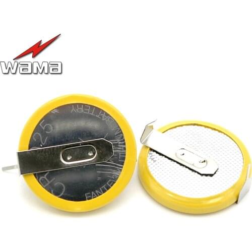 50pcs/lot Wama CR2025 Button Cell Batteries 3V 2 Feet Welding Solder Pins 150mAh Accessories 2025 Coin battery Customized Made