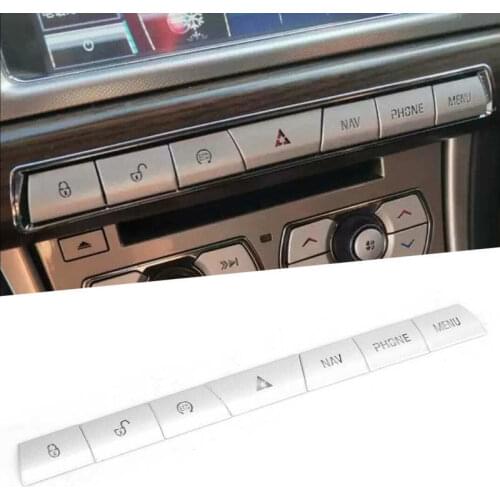 7Pcs Multimedia Panel Button Cover Sticker Silver Aluminium Alloy Fit for Jaguar XF 2012 2013 2014 2015 Automobiles