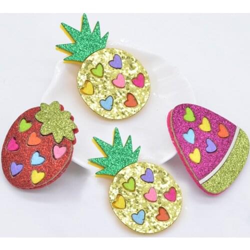 6Pcs Fruit Watermelon Pineapple Strawberry Applique for DIY Clothes Hat Sticker Headwear Hair Clips Bow Accessories Patches L84