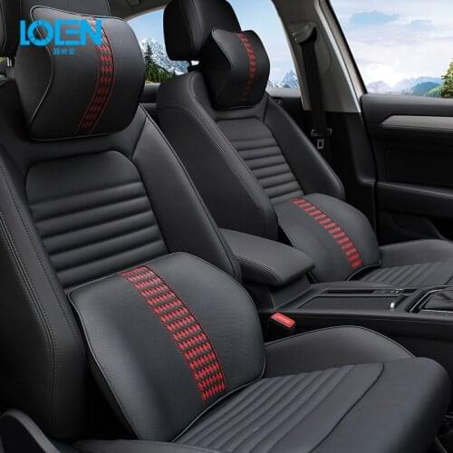 Auto Accessories Head Pillow Car Seat Lumbar Cushion Rest Sleep Pillows Memory Foam Genuine Leather Braided Universal 4 Color