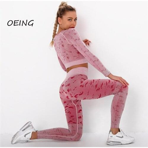 Seamless Leggings Lounge Wear Set Print Gym Set Women Leggings Women