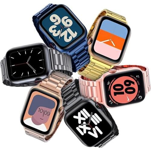 Link bracelet strap for apple watch 5/4/3/2/1 band 44mm 40mm 42mm 38mm iwatch belt stainless steel apple watch pulseira+tool