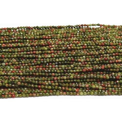 2mm 3mm natural unakite stone beads faceted round spacer accessories beads high grade women diy jewelry loose beads 15inch B474