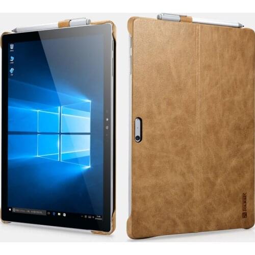 Icarer Shenzhou Genuine Leather Back Case for Microsoft Surface Pro 4 / 5 / 6 / 7 / 8 Protection Brown Cover