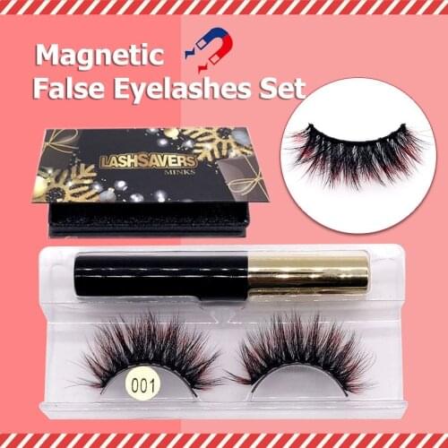 Colorful Magnetic False Eyelashes Liquid Eyeliner Set Natural Thick Handmade No Glue Prevent Allergy Colored Fake Eyelashes