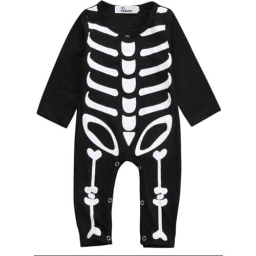 Halloween Baby Rompers Long Sleeve Jumpsuit Skull Novelty Newborn Infant Toddler Boys Girls Costume Outfits Clothing 0-24M