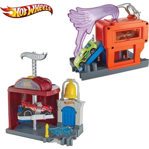 HOT WHEELS 2019 City Theme Series Play Set 4 Designs Station Car Track Building Accessories Super Sport Car For Birthday FRH28