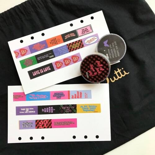 Ins Street Poster Style Color Slogan Washi Tape DIY Scrapbook School Supplies Stationery Holiday Gift Wrapping Stickers Tape