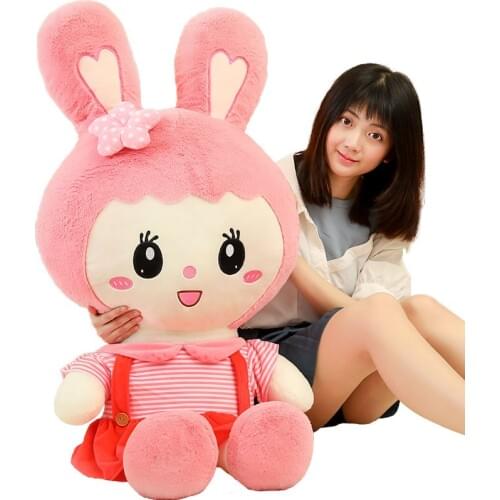 Kawaii rabbit plush toy big stuffed cartoon dress bunny doll bed sleeping pillow for girl gift wedding decoration 39inch 100cm