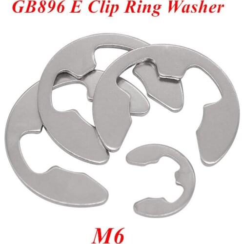 500pcs GB896 M6 E Clip Washer Ring Washer 6mm Circlip retaining ring for shaft fastener hardware 304 Stainless steel