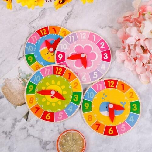 Creative Children Wooden Colorful Clock Toys for Kids Early Preschool Teaching Aids NEW