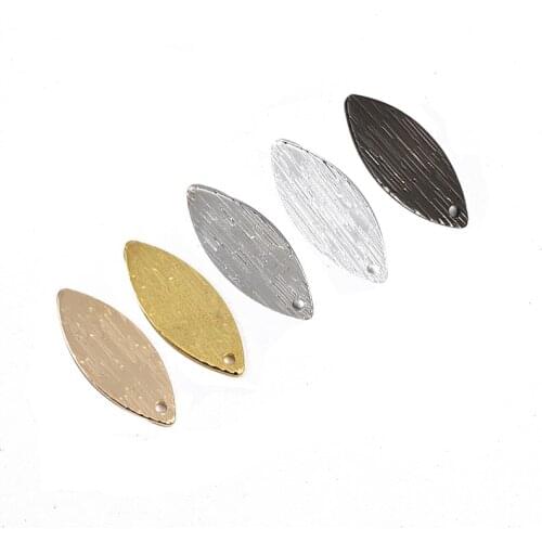 Brass plating 5-color single hole brushed horse eye leaf necklace earring pendant used to make jewelry accessories