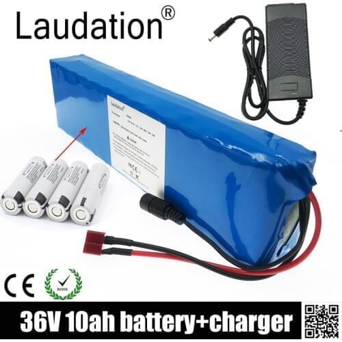 Laudation 36V 10ah Electric Bicycle Battery Pack 10S 3P 500W High Power Capacity Motorcycle Scooter with 15A BMS And 2A Charger
