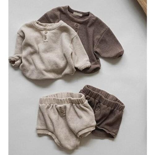 Melario Fall Toddler Baby Clothing Sets Spring Fashion Newborn Girls Boys Solid Clothes Long Sleeve Casual Outfit Infants Suits