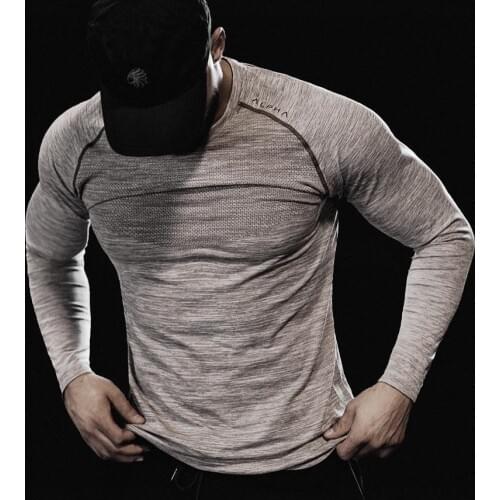 Men Long Sleeve Tshirt Bodybuilding Shirt O-Neck Quick Dry T Shirt Sports Workout T-shirt Men Casual Clothing