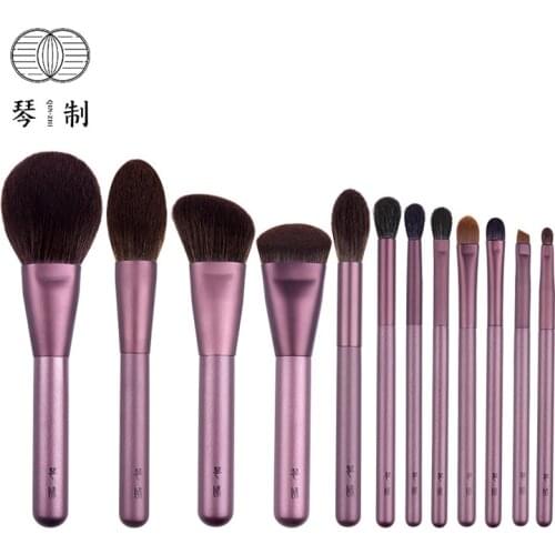 QINZHI Professional Handmade Make Up Brush Set Face Powder Eye Shadow Brush Soft Synthetic Goat Horse Hair Makeup Brushes Kit