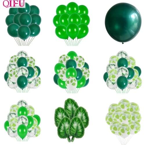 QIFU Latex Green Balloon Woodland Animal Palm Leaf Foil Ballons Safari Party Baloons Birthday Party Decor Kids Balon Babyshower