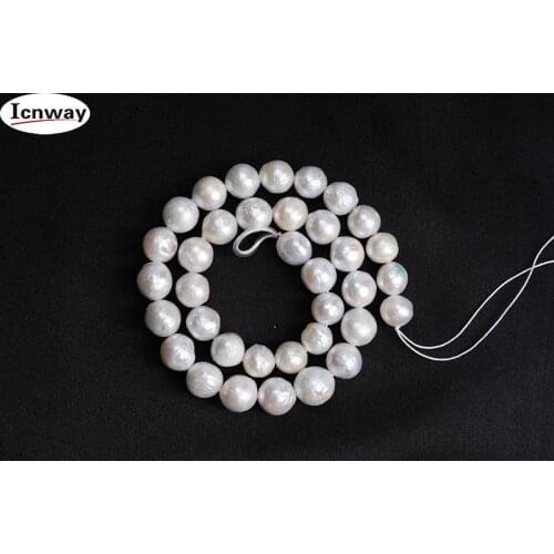 Natural Edison Freshwater Pearl white 11-12mm round For Jewelry Making 15inches DIY necklace bracelet FreeShipping Wholesale