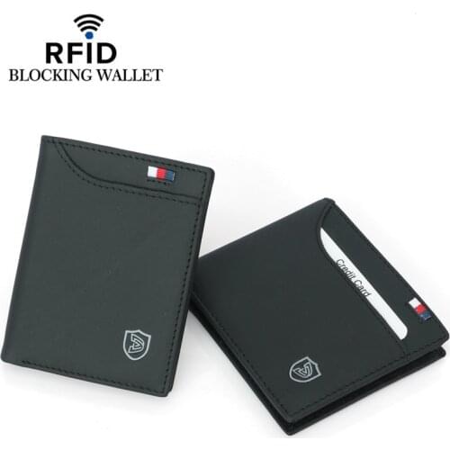 Wholesale Slim Leather Credit Card Holder Bifold Front Pocket Wallet with RFID Blocking Business ID Card Holder 100PCS/lot