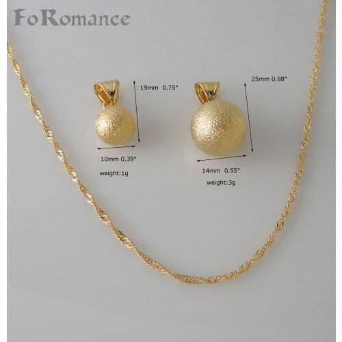 YELLOW GOLD COLOR 18" 24" WATER WAVE NECKLACE & TWO SIZES SCRUB ROUND BALL 10MM 14MM PENDANT