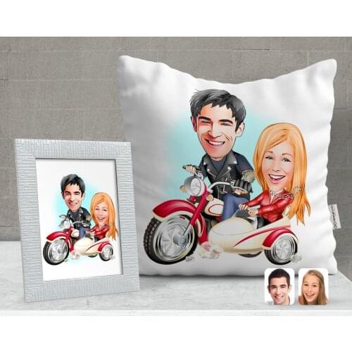 Personalized Valentine Caricature Of Decorative pillow And Frame Gift Seti-12