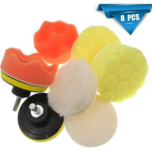 8Pcs/Set 3inch 80mm Buffing Pad Polishing Kit For Car Polisher Psds M10 Thread Abrasive Tools