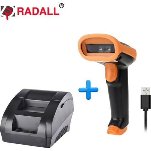 RD-5890K 58mm thermal receipt printer and RD-S1 laser Barcode Scanner for Supermarket POS Machine wired thermal printer