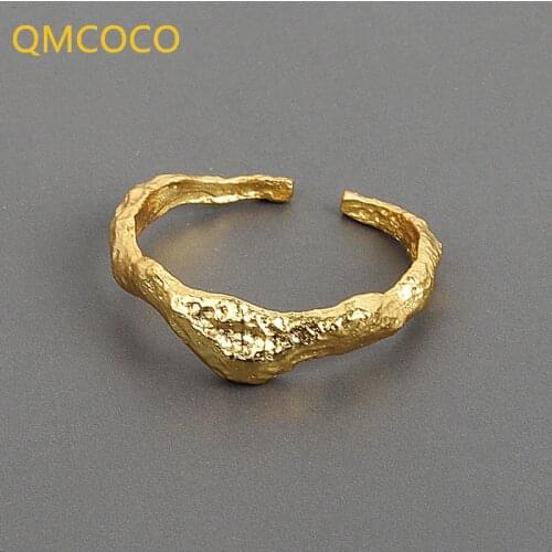 QMCOCO Korean INS Design Simple Irregular Concave And Convex Texture Index Finger Ring OpenJjewelry Accessories For Women