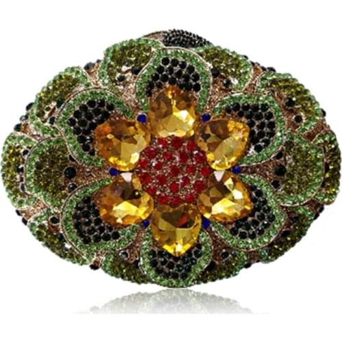 Luxury Evening Bags For Women 2018 Rhinestone Flower Ladies Purse Handbags Fashion Wedding Party Womens Shoulder Crystals Bags