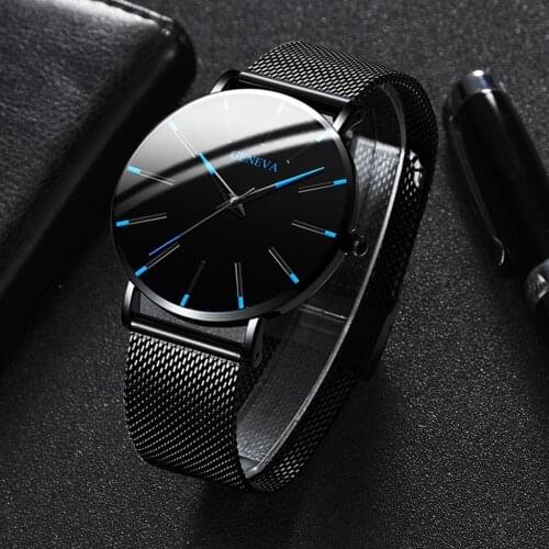 Luxus Schwarz Uhren Manner Quarz Armbanduhren Minimalist Manner Mode Ultra Dunne Uhren Einfache Manner Business Edelstahl Gurtel