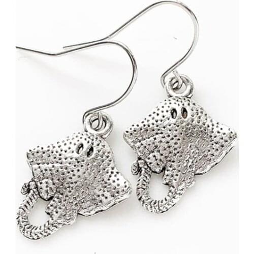 Manta Ray Earrings Stingray Jewelry Cute Fun Dangle Earrings Sea Life Fish Earrings