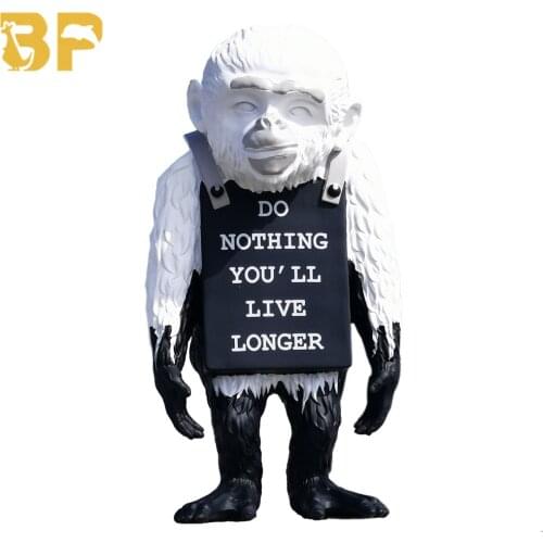 Modern Art Luxurious Banksy Monkey Sign Statue Do Nothing You Will Live Longer Figurine Street Art Home Decor Sculpture