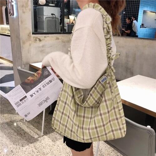 Women Vintage Plaid Large Capacity Shoulder Bag The Latest New Messenger Bags Ladies Canvas Corssbody Bag Cloth Handbag Purse