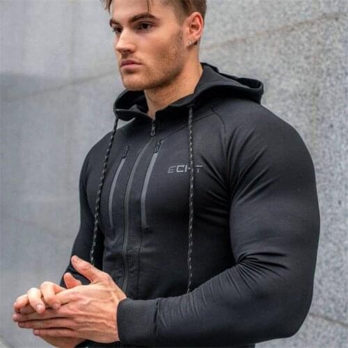 2021 New Men Cotton Zipper Patchwork Hoodies Sweatshirt Gyms Fitness Hooded Pullover Man Casual Sportswear Brand Clothing