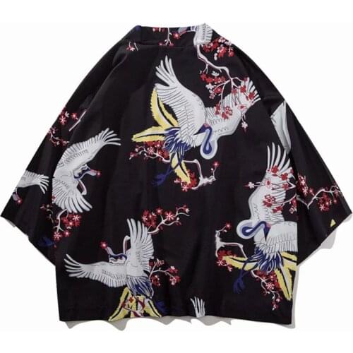 Japanese Kimono Jacket Men Fashion Ukiyoe Printed Sweatshirt Harajuku 2020 Hip Hop Men Japan Streetwear Thin Loose Kimono Coats