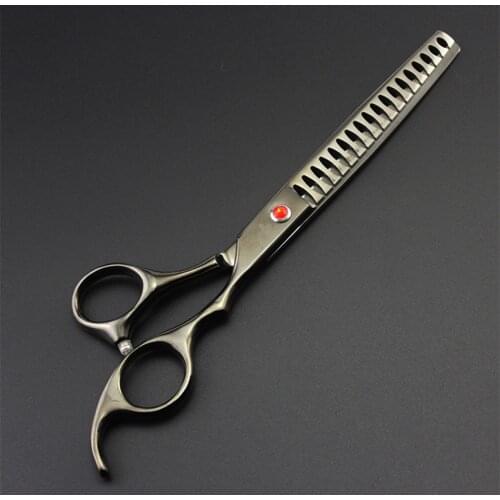 Japan 440c 7" black Fishbone Pet hair scissors dog grooming scissor shears Thinning Barber hair clipper Hairdressing Scissors