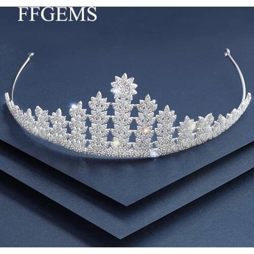 High Quality Sterling 925 Silver Crown Headband White Diamond Created Moissanite Princess Fine Jewelry for Women Wedding Party