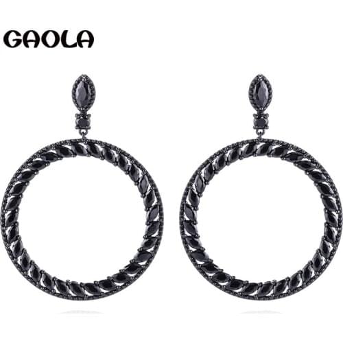 GAOLA Premium Luxury Round Big Earrings for Women Shiny Zircon Wedding Jewelry Retro Luxury Exaggerated Earrings E7529L