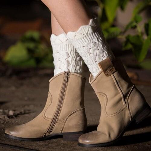 Women Fashion Crochet Knitted Lace Trim Boot Cuffs Toppers Leg Warmers Socks
